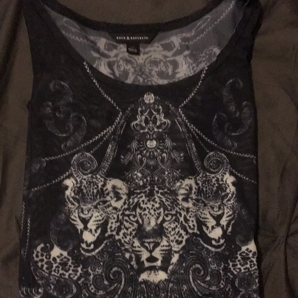 Sheer Rock & Republic shirt.